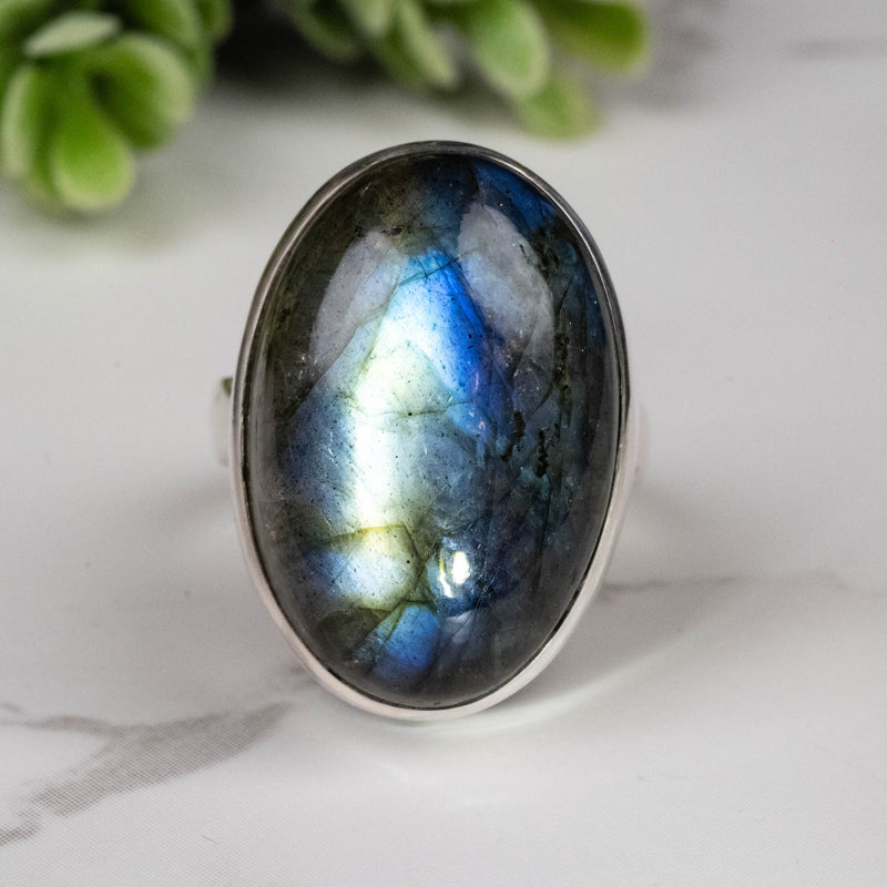 Labradorite Ring 21x14mm Size 5.5