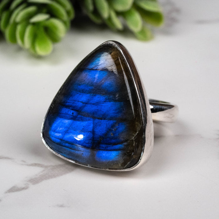 Labradorite Ring 22x19mm Size 7.5 Adjustable