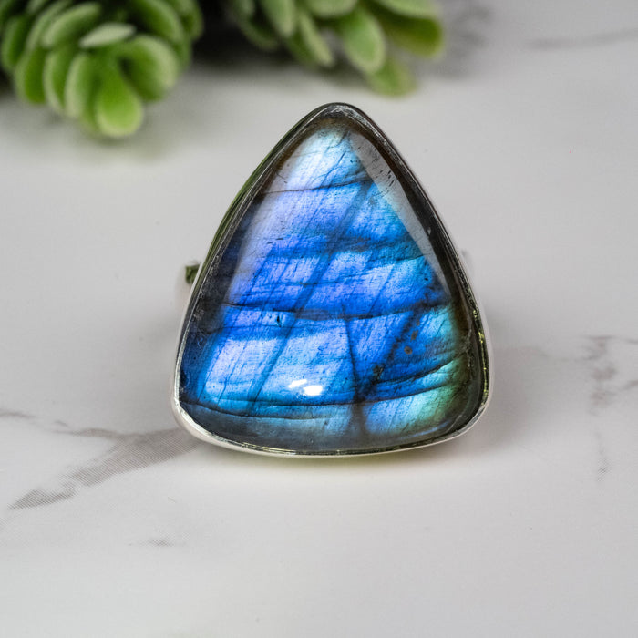 Labradorite Ring 22x19mm Size 7.5 Adjustable
