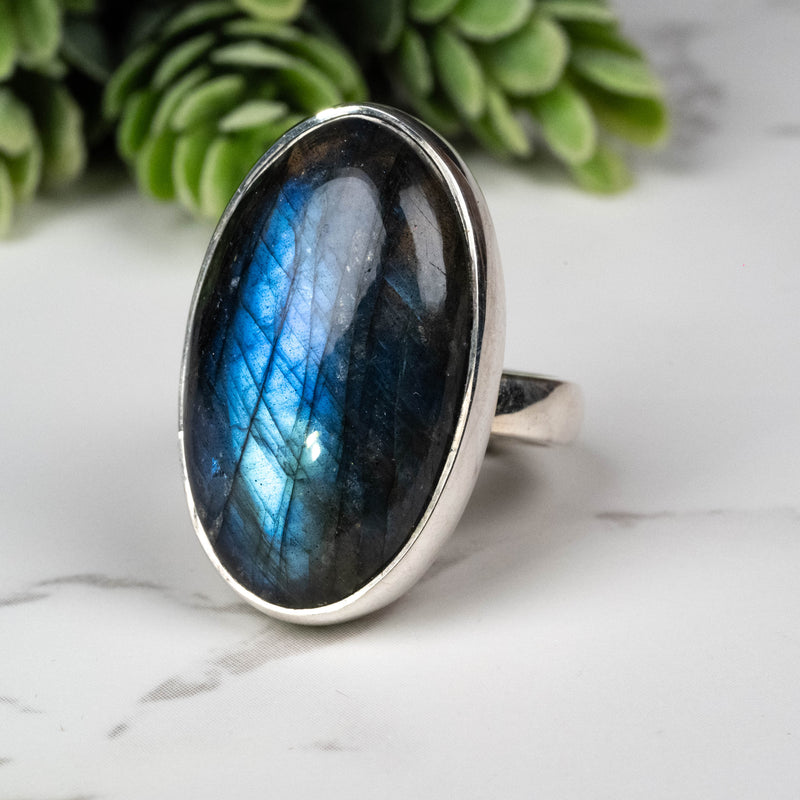 Labradorite Ring 26x16mm Size 8 Adjustable
