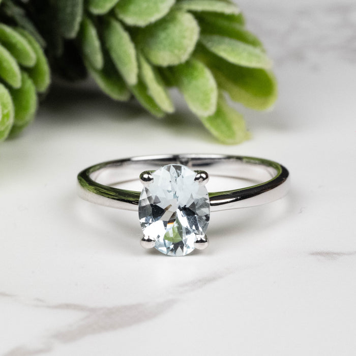 Aquamarine Ring 8x6mm Size 7