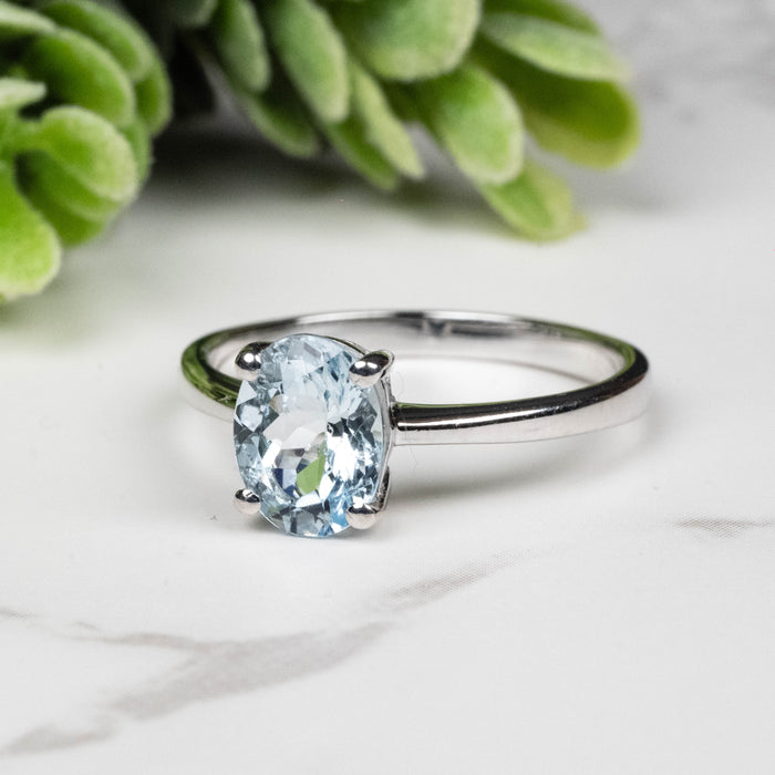 Aquamarine Ring 8x6mm Size 7