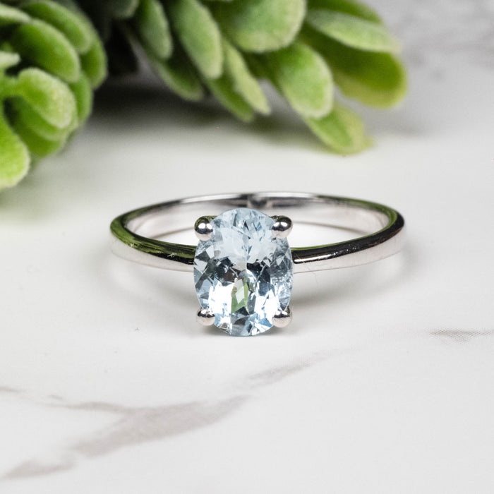 Aquamarine Ring 8x6mm Size 7