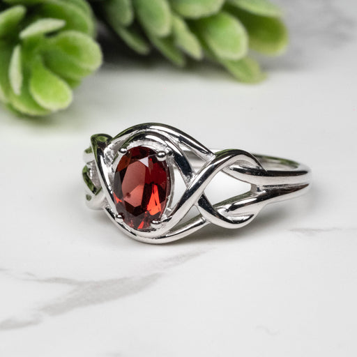 Garnet Ring 7x5mm Size 8 - InnerVision Crystals