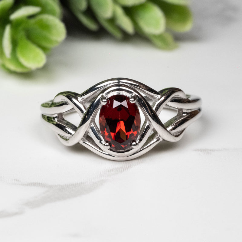 Garnet Ring 7x5mm Size 9