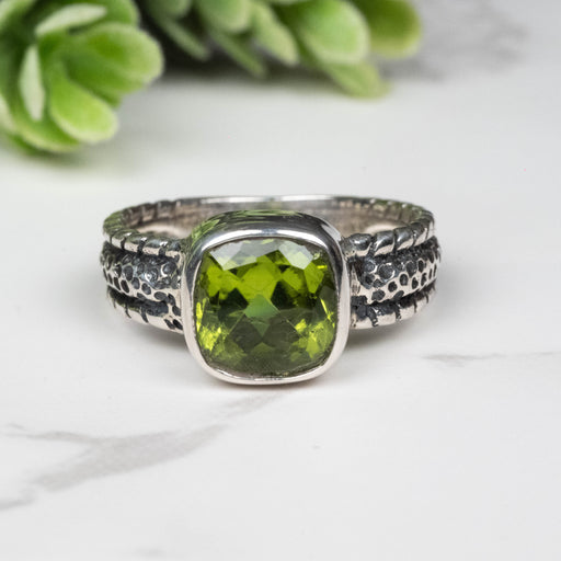 Peridot Ring 8mm Size 7 - InnerVision Crystals