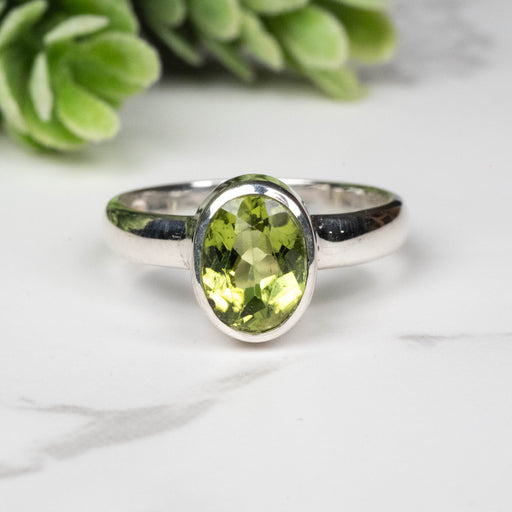 Peridot Ring 9x7mm Size 8 - InnerVision Crystals