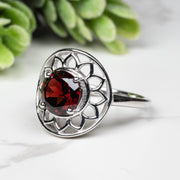 Garnet Ring 7mm Size 7 - InnerVision Crystals