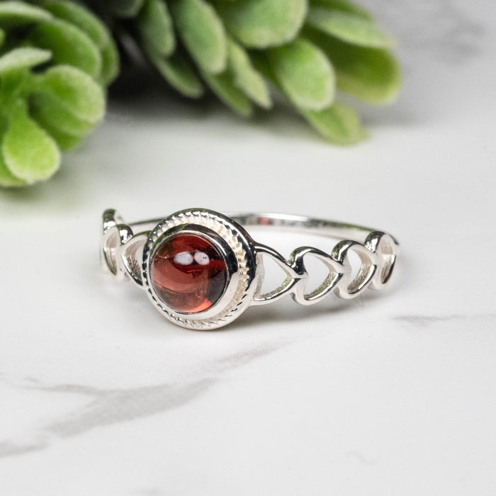 Garnet Ring 5mm Size 8