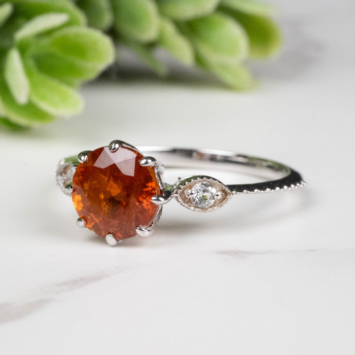 Orange Kyanite Ring 7mm Size 6