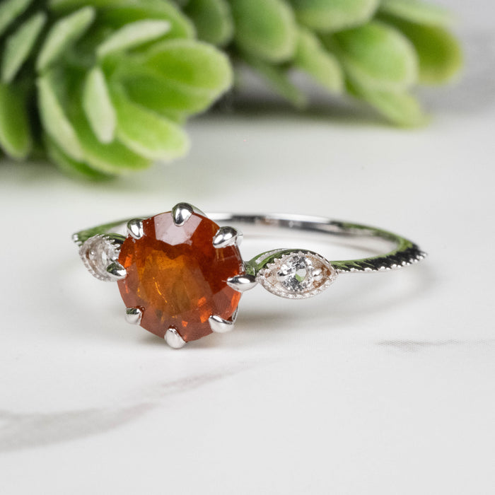 Orange Kyanite Ring 7mm Size 7