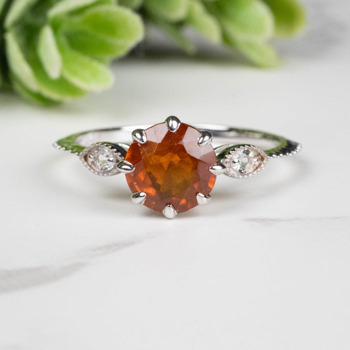 Orange Kyanite Ring 7mm Size 7
