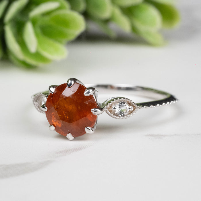 Orange Kyanite Ring 7mm Size 7