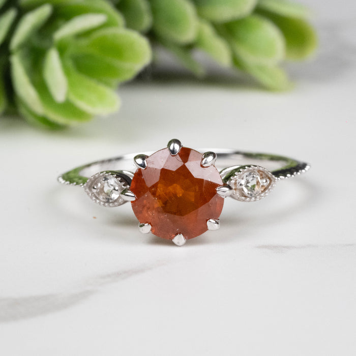 Orange Kyanite Ring 7mm Size 7