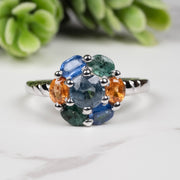 Emerald + Kyanite + Spessartine Garnet Ring 4mm-5mm Size 7 - InnerVision Crystals