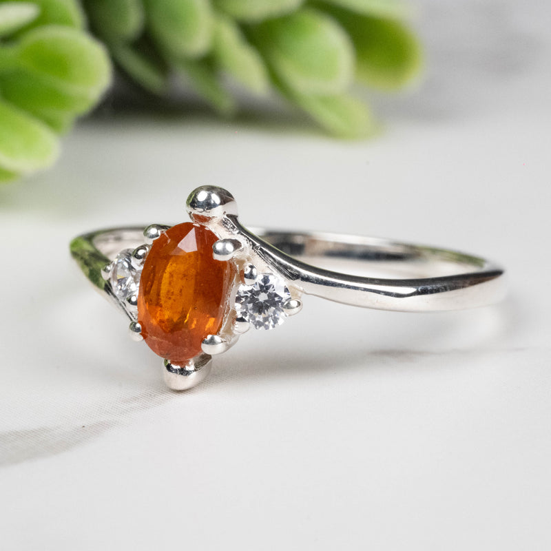 Orange Kyanite Ring 6x4mm Size 9