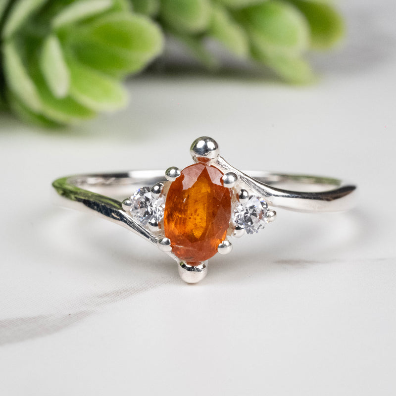 Orange Kyanite Ring 6x4mm Size 9