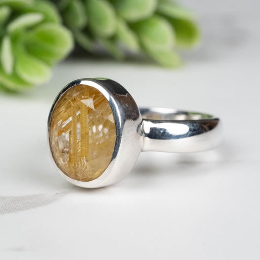 Rutilated Quartz Ring 10x8mm Size 5 - InnerVision Crystals