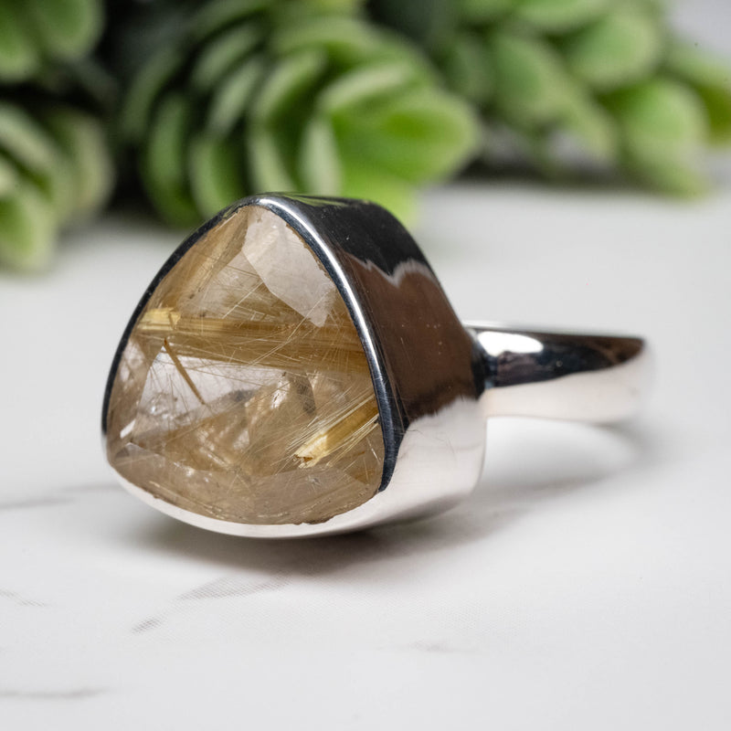Rutilated Quartz Ring 13mm Size 6 - InnerVision Crystals
