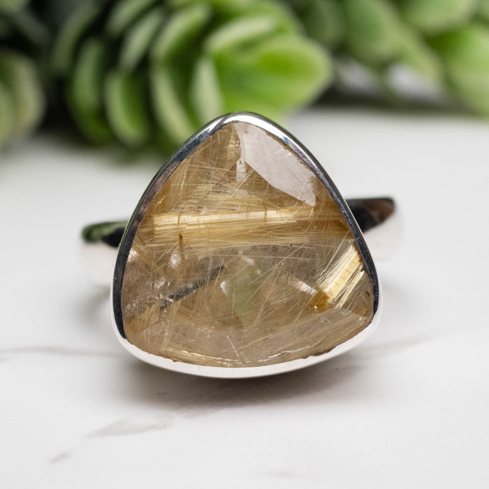 Rutilated Quartz Ring 13mm Size 6