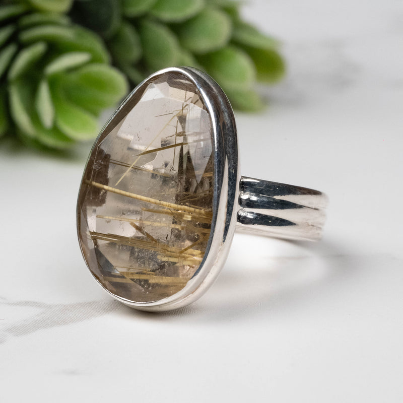 Rutilated Quartz Ring 19x13mm Size 8