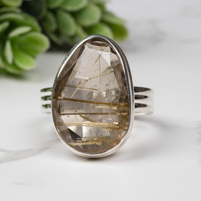 Rutilated Quartz Ring 19x13mm Size 8