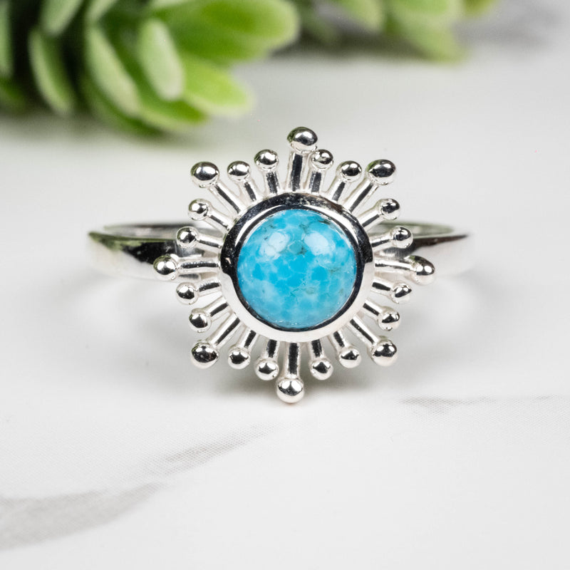 Sleeping Beauty Turquoise Ring 6mm Size 9 - InnerVision Crystals