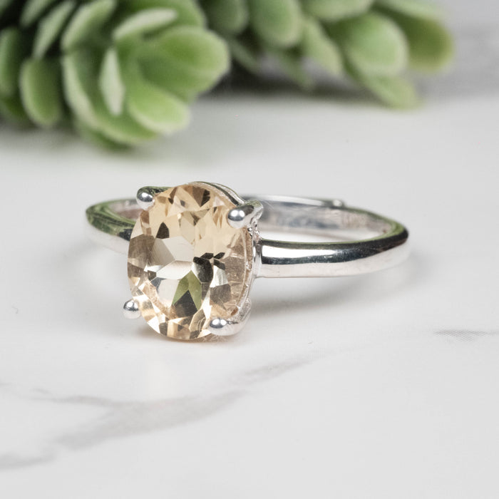 Citrine Ring 9x7mm Size 7 Adjustable