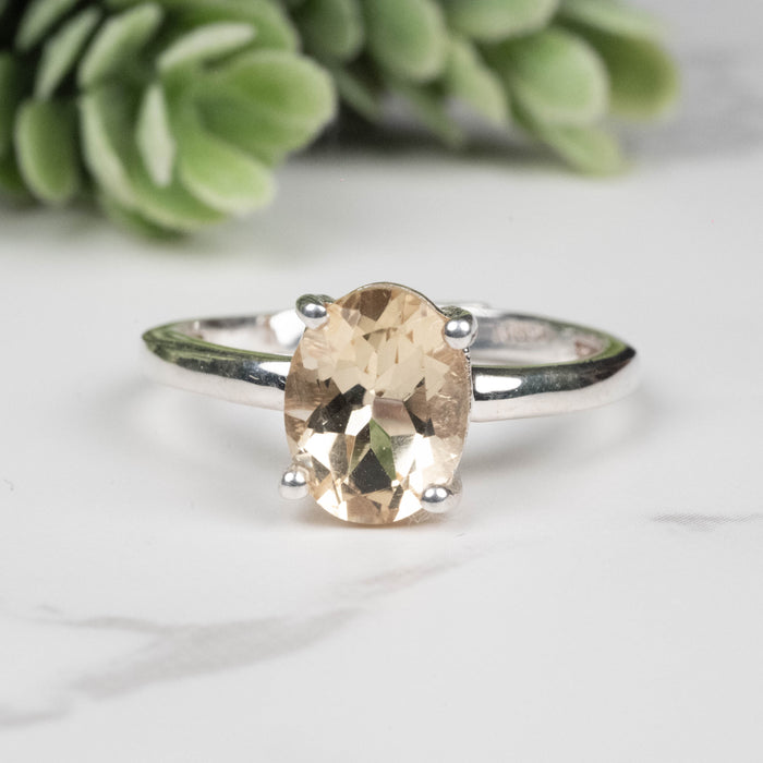 Citrine Ring 9x7mm Size 7 Adjustable
