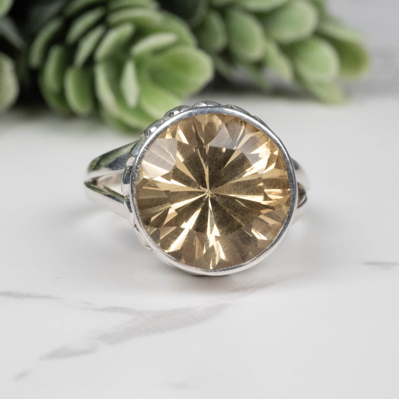 Citrine Ring 13mm Size 8 - InnerVision Crystals
