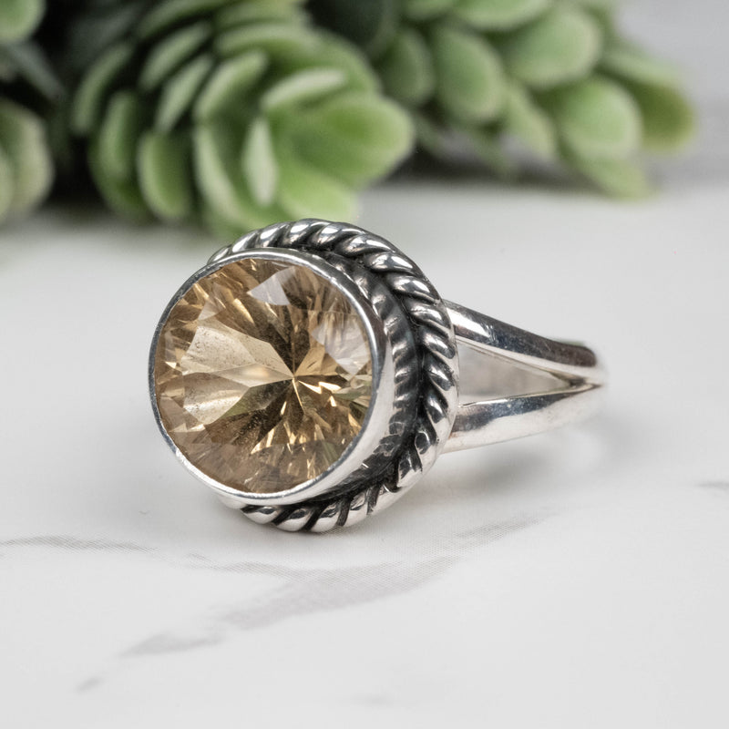 Citrine Ring 10mm Size 8