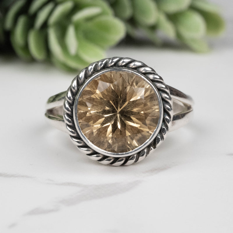 Citrine Ring 10mm Size 8