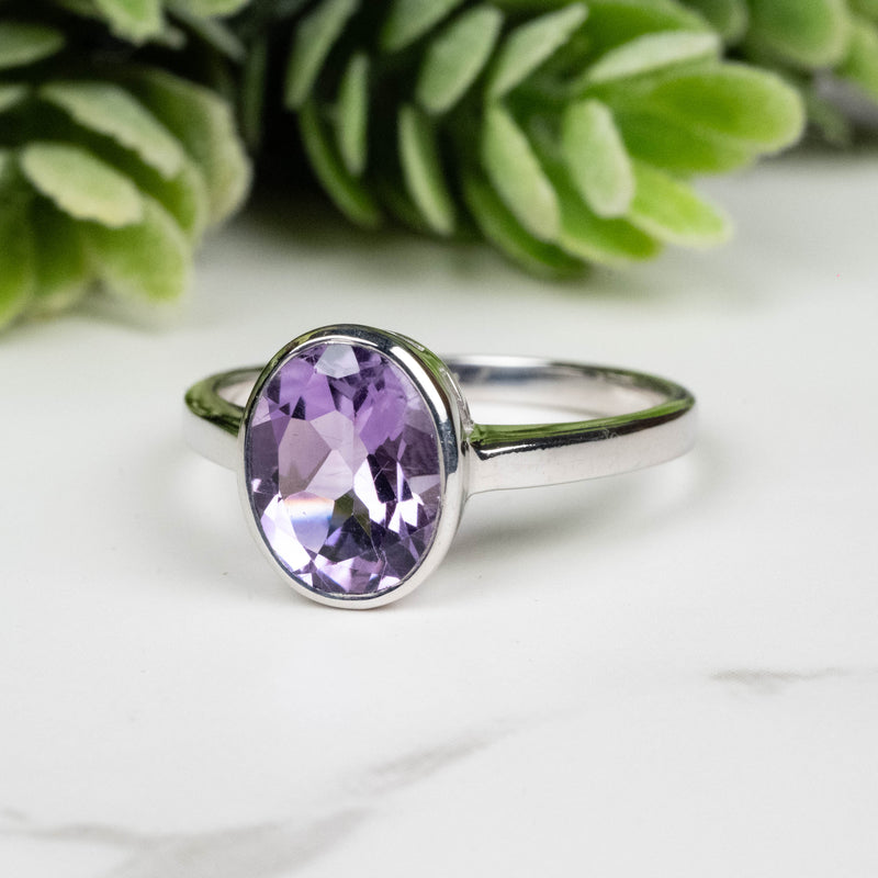 Amethyst Ring 9x7mm Size 7 - InnerVision Crystals