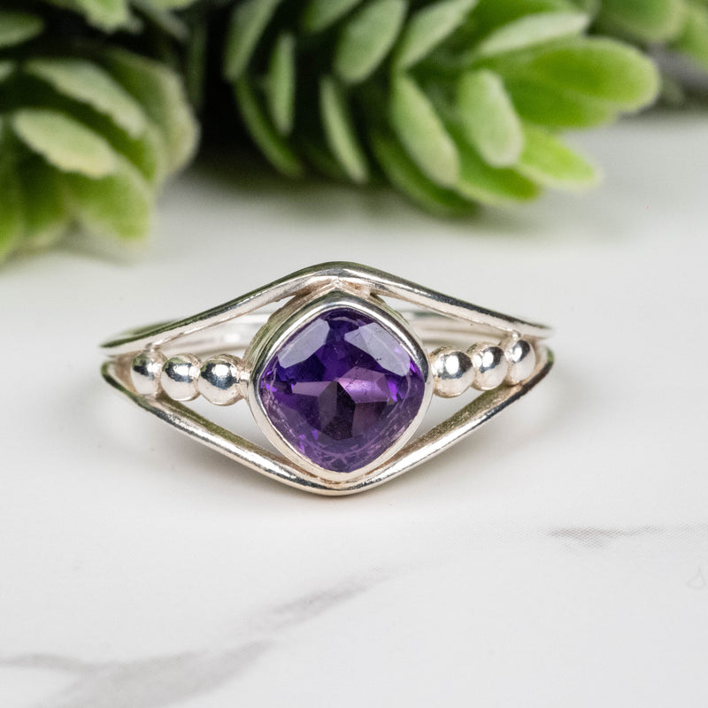 Amethyst Ring 6.5mm Size 7