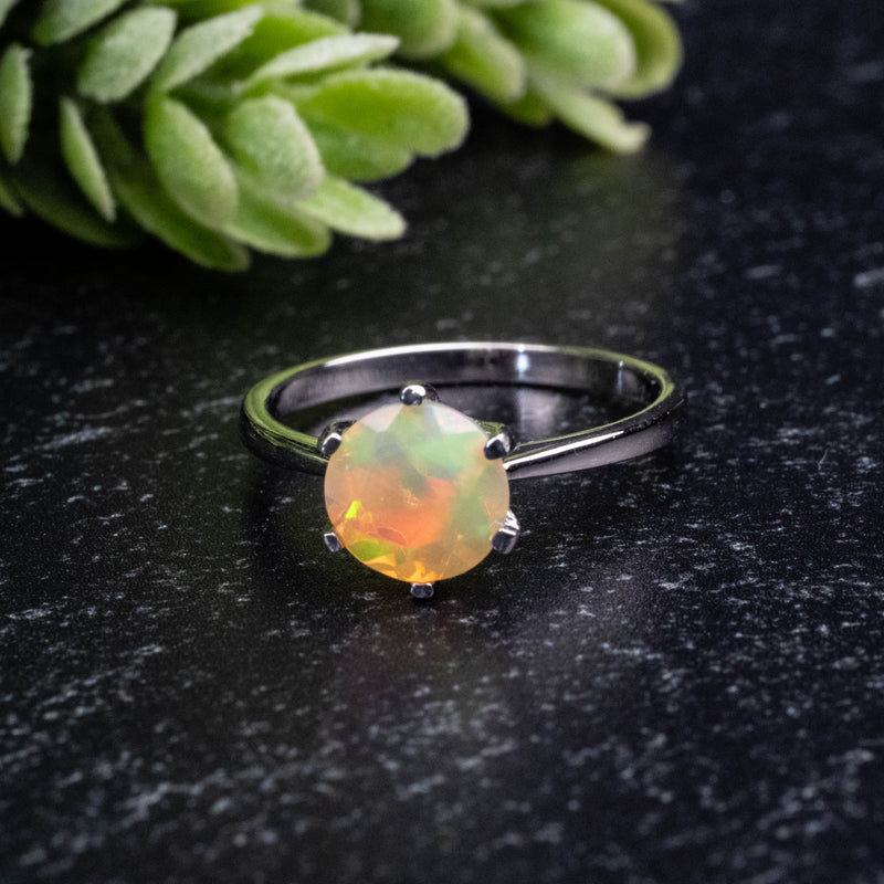Ethiopian Opal Ring 7mm Size 6