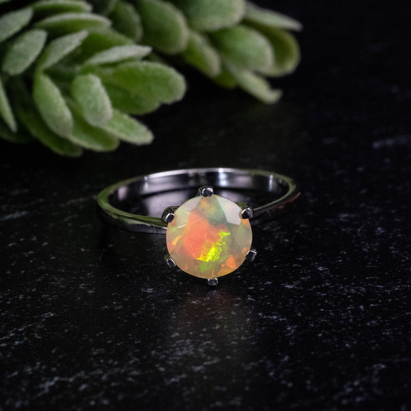 Ethiopian Opal Ring 7mm Size 6