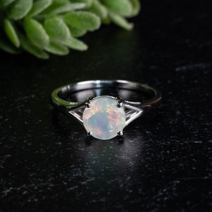 Ethiopian Opal Ring 7mm Size 7