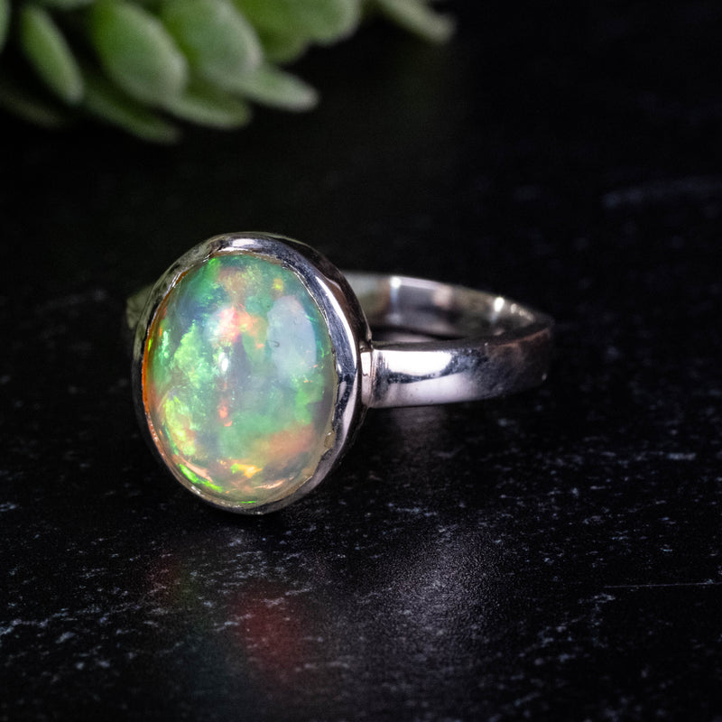 Ethiopian Opal Ring 12x10mm Size 8