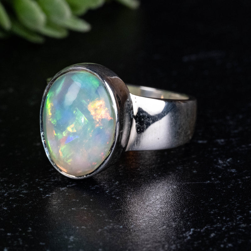 Ethiopian Opal Ring 13x10mm Size 8 - InnerVision Crystals