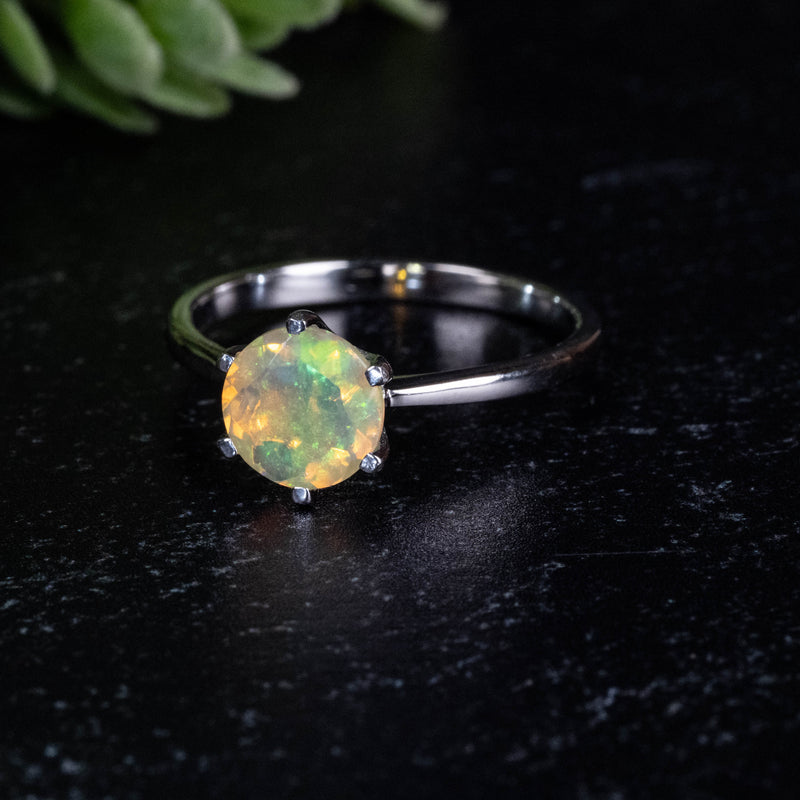Ethiopian Opal Ring 7mm Size 8