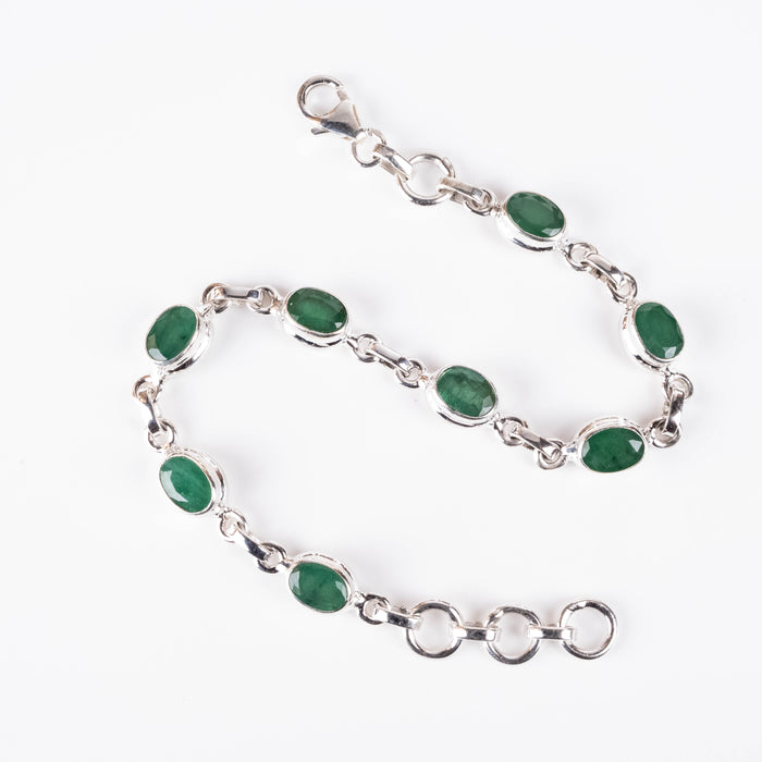 Emerald Bracelet 7x5mm Stones 7.5"