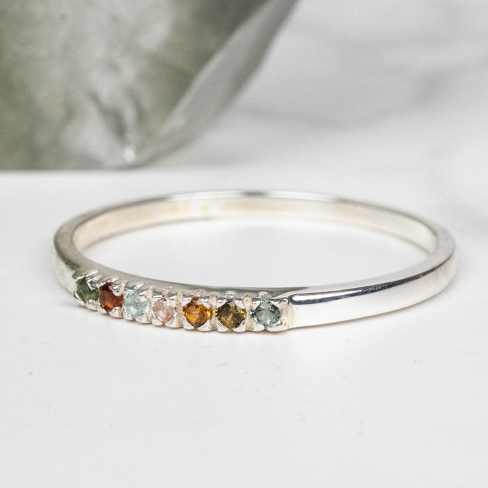 Tourmaline Ring 1mm Multi Stone Size 9