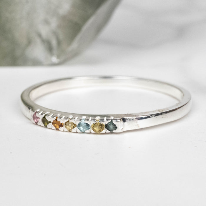 Tourmaline Ring 1mm Multi Stone Size 9