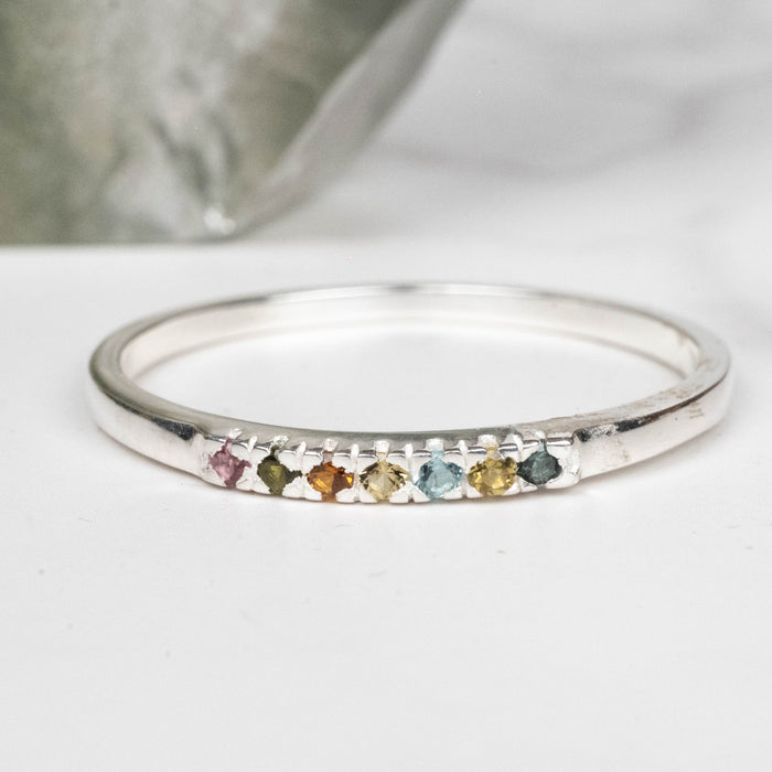 Tourmaline Ring 1mm Multi Stone Size 9