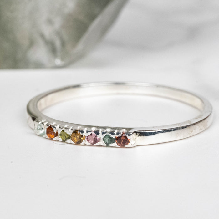 Tourmaline Ring 1mm Multi Stone Size 9