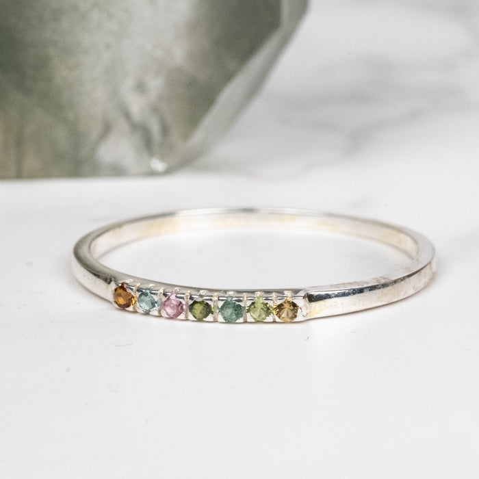 Tourmaline Ring 1mm Multi Stone Size 10