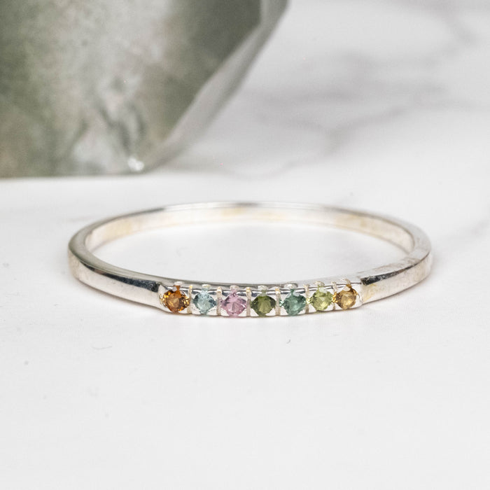 Tourmaline Ring 1mm Multi Stone Size 10