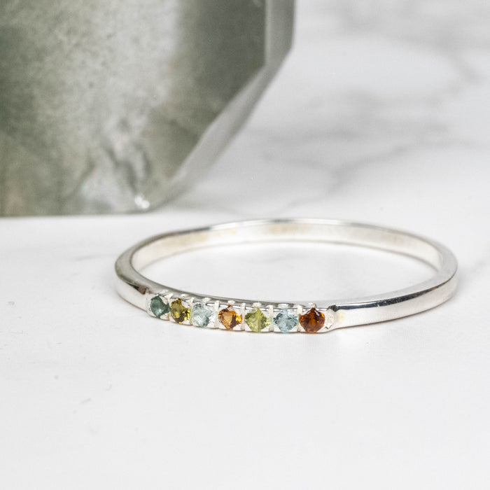Tourmaline Ring 1mm Multi Stone Size 10