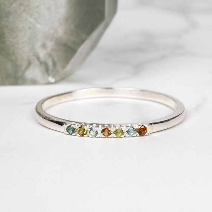 Tourmaline Ring 1mm Multi Stone Size 10