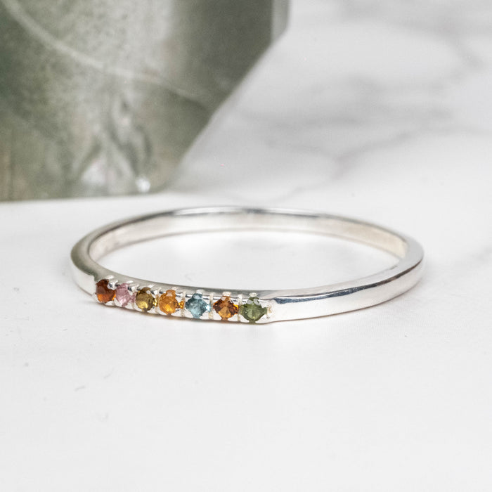 Tourmaline Ring 1mm Multi Stone Size 10